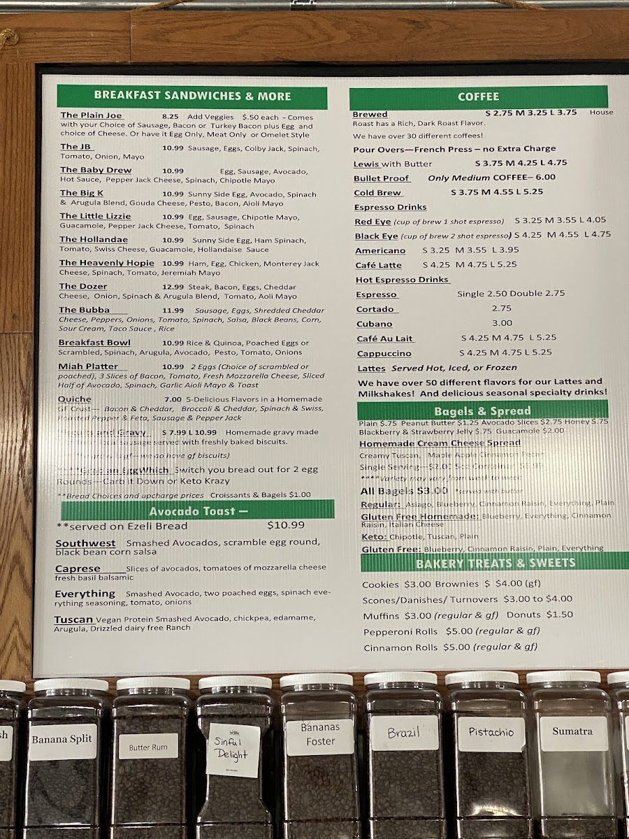 Menu Jeremiah's Coffee House 29:11-3